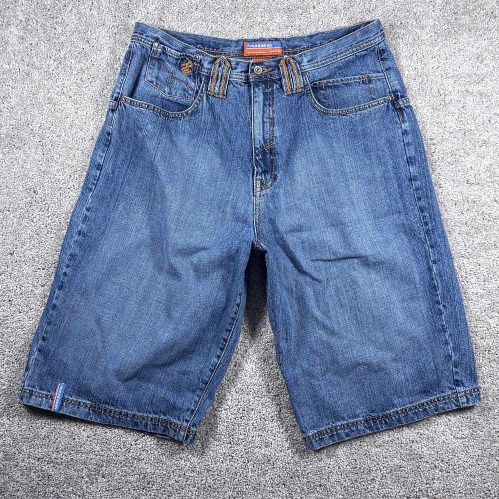 Rocawear Mens 38W (36‎ measured) Denim Jean Shorts Blue Y2K Fashion